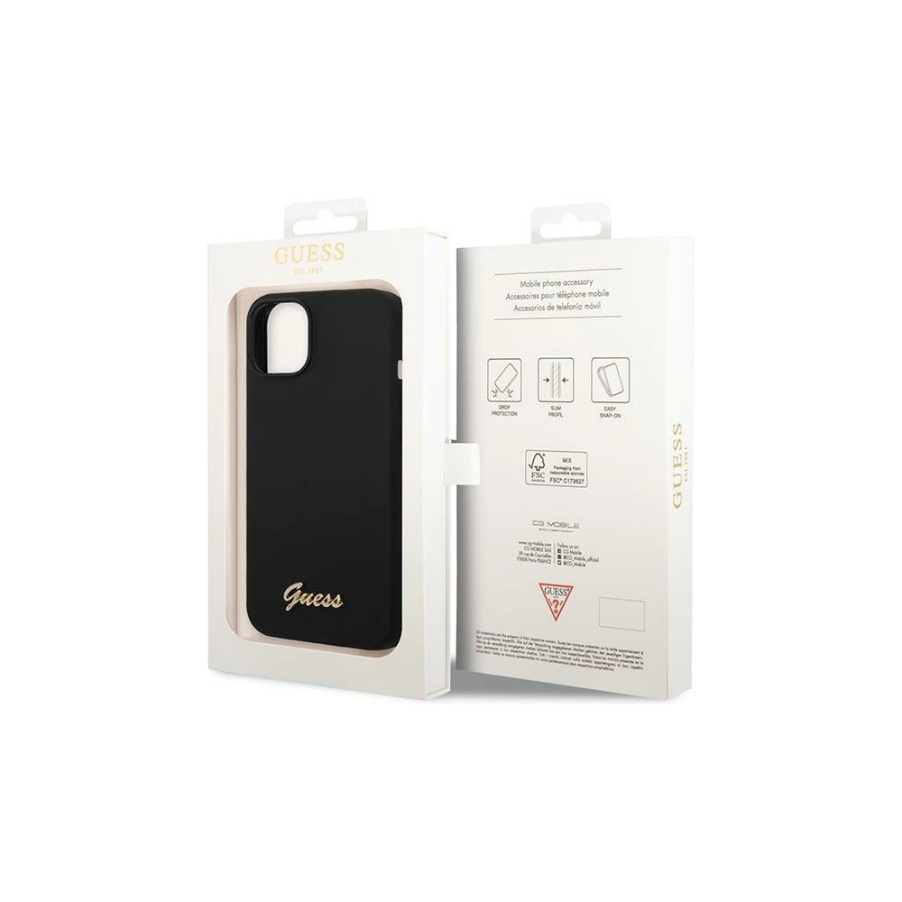 Etui Guess GUHCP14SSLSMK Apple iPhone 14 czarny/black hard case Silicone Vintage Gold Logo