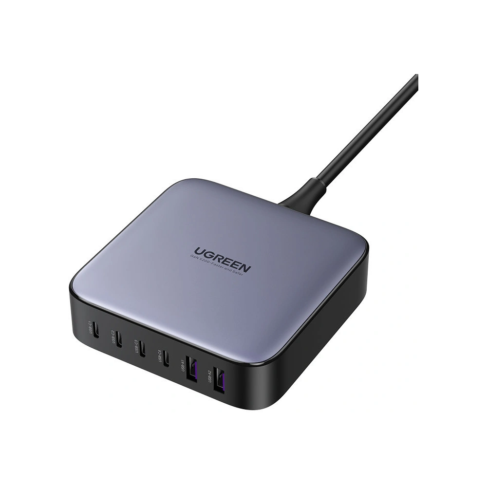 Ładowarka sieciowa UGREEN CD271 200W PPS 4 x USB-C, 2xUSB-A szara