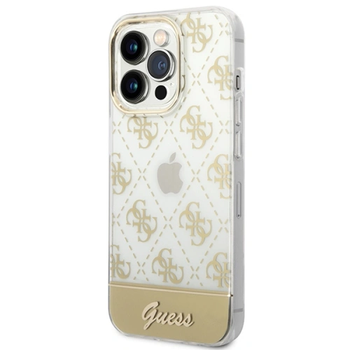 Buy Guess GUHCP14XHG4MHG Apple iPhone 14 Pro Max gold hardcase 4G Pattern Script - GUE2026 - {ean13} - Home Screen Store Europe