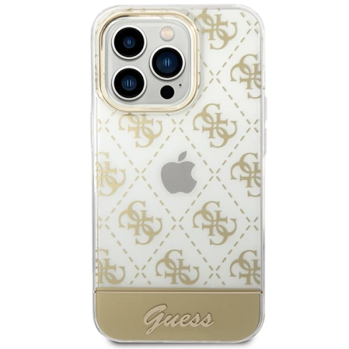 Buy Guess GUHCP14XHG4MHG Apple iPhone 14 Pro Max gold hardcase 4G Pattern Script - GUE2026 - {ean13} - Home Screen Store Europe