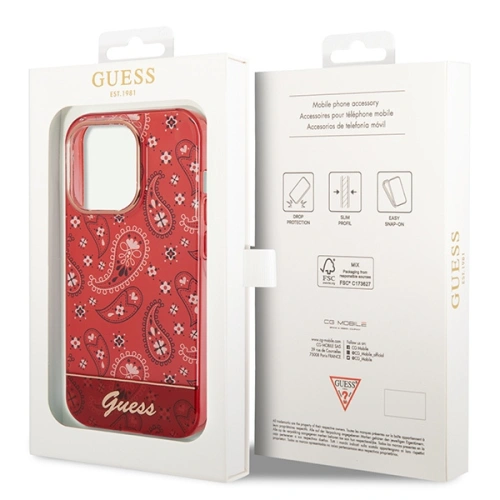 Buy Guess GUHCP14XHGBNHR Apple iPhone 14 Pro Max red hardcase Bandana Paisley - GUE2028 - {ean13} - Home Screen Store Europe