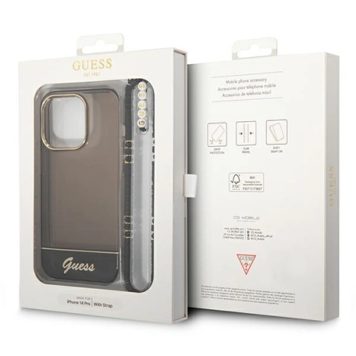 Buy Guess GUHCP14XHGCOHK Apple iPhone 14 Pro Max black hardcase Translucent Pearl Strap - GUE2029 - {ean13} - Home Screen Store Europe