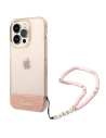 Guess GUHCP14XHGCOHP Apple iPhone 14 Pro Max pink hardcase Translucent Pearl Strap
