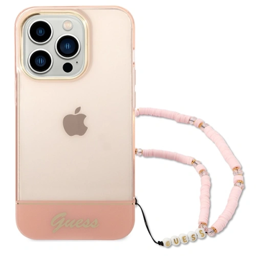 Buy Guess GUHCP14XHGCOHP Apple iPhone 14 Pro Max pink hardcase Translucent Pearl Strap - GUE2030 - {ean13} - Home Screen Store Europe