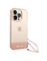 Buy Guess GUHCP14XHGCOHP Apple iPhone 14 Pro Max pink hardcase Translucent Pearl Strap - GUE2030 - {ean13} - Home Screen Store Europe