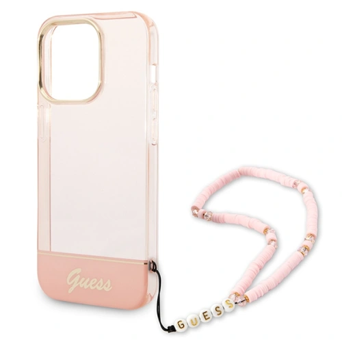 Buy Guess GUHCP14XHGCOHP Apple iPhone 14 Pro Max pink hardcase Translucent Pearl Strap - GUE2030 - {ean13} - Home Screen Store Europe