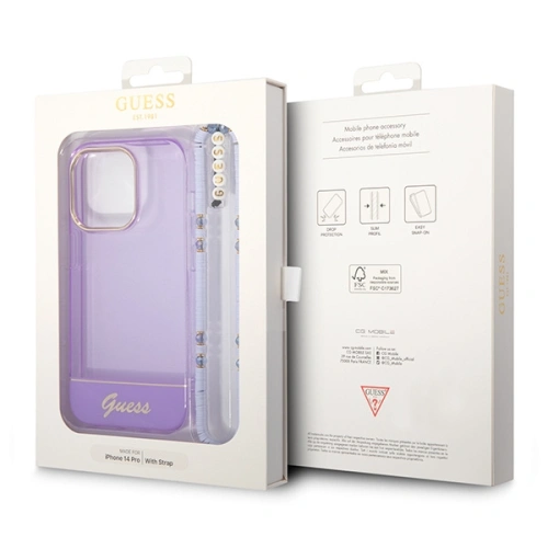 Buy Guess GUHCP14XHGCOHU Apple iPhone 14 Pro Max purple hardcase Translucent Pearl Strap - GUE2031 - {ean13} - Home Screen Store Europe
