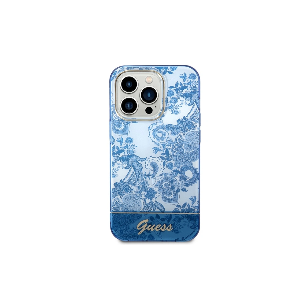 Etui Guess GUHCP14XHGPLHB Apple iPhone 14 Pro Max niebieski/blue hardcase Porcelain Collection