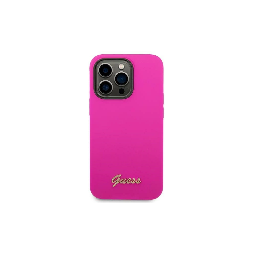 Etui Guess GUHCP14XSLSMF Apple iPhone 14 Pro Max fuksja/fuschia hard case Silicone Vintage Gold Logo