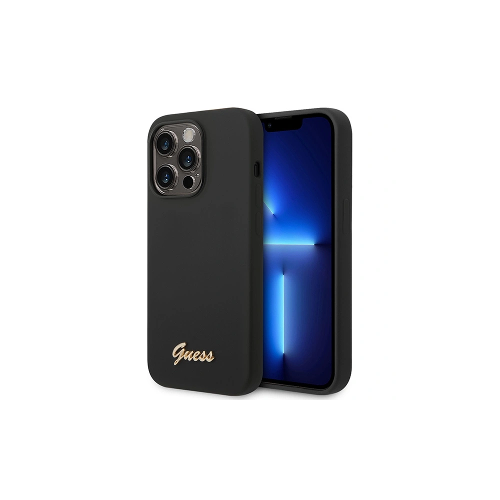 Etui Guess GUHCP14XSLSMK Apple iPhone 14 Pro Max czarny/black hard case Silicone Vintage Gold Logo