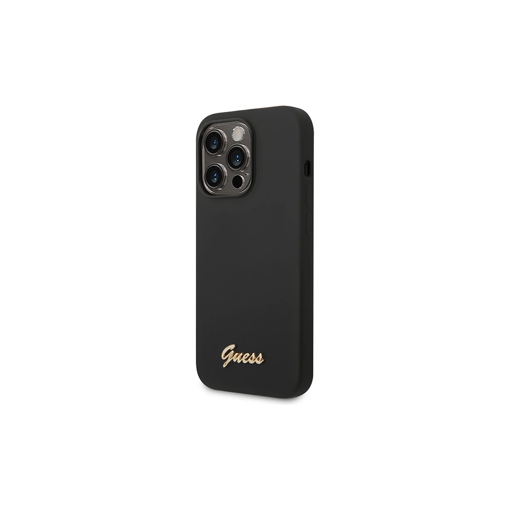 Etui Guess GUHCP14XSLSMK Apple iPhone 14 Pro Max czarny/black hard case Silicone Vintage Gold Logo