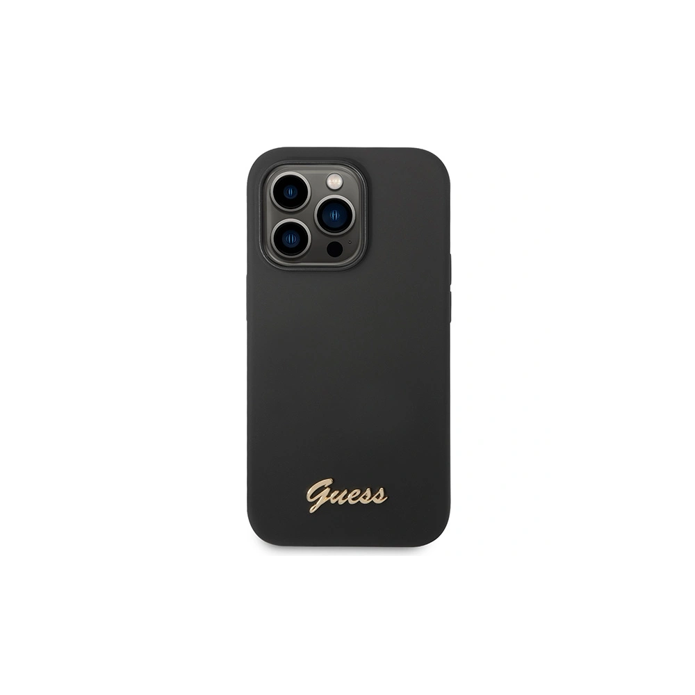 Etui Guess GUHCP14XSLSMK Apple iPhone 14 Pro Max czarny/black hard case Silicone Vintage Gold Logo