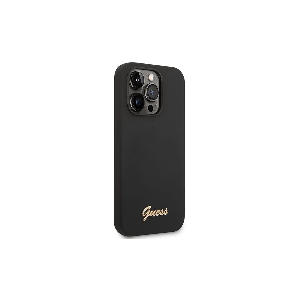 Etui Guess GUHCP14XSLSMK Apple iPhone 14 Pro Max czarny/black hard case Silicone Vintage Gold Logo