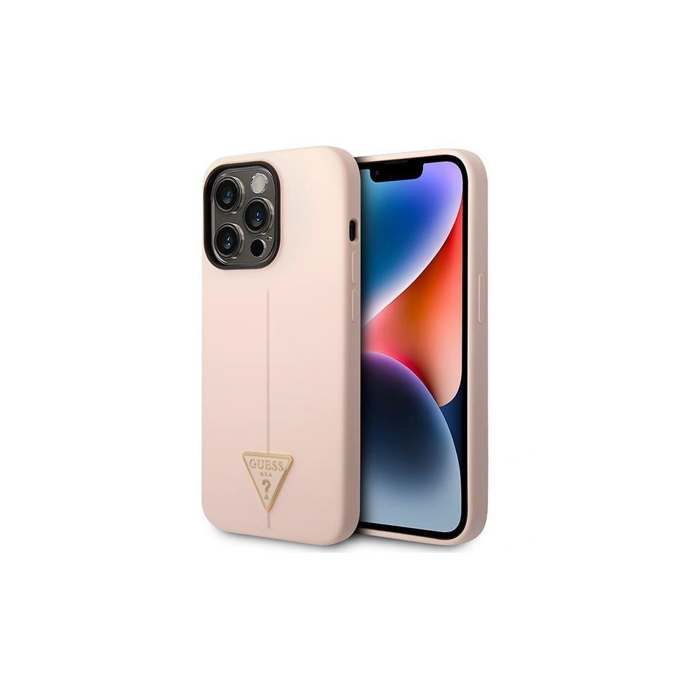 Etui Guess GUHCP14XSLTGP Apple iPhone 14 Pro Max różowy/pink hardcase Silicone Triangle