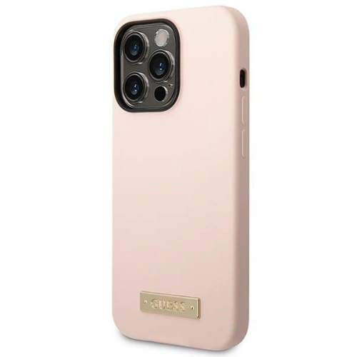 Kup Etui Guess GUHMP14LSBPLP Apple iPhone 14 Pro różowy/pink hard case Silicone Logo Plate MagSafe - GUE2044 - {ean13} - Sklep Home Screen