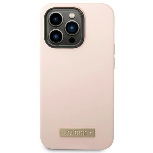 Kup Etui Guess GUHMP14LSBPLP Apple iPhone 14 Pro różowy/pink hard case Silicone Logo Plate MagSafe - GUE2044 - {ean13} - Sklep Home Screen