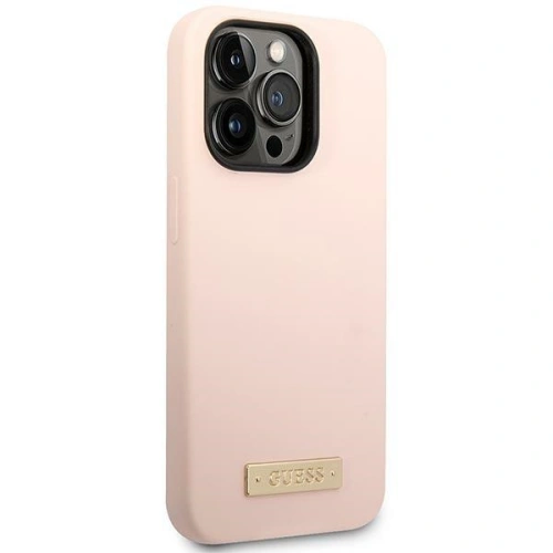 Kup Etui Guess GUHMP14LSBPLP Apple iPhone 14 Pro różowy/pink hard case Silicone Logo Plate MagSafe - GUE2044 - {ean13} - Sklep Home Screen