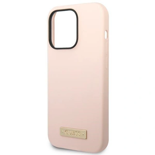Kup Etui Guess GUHMP14LSBPLP Apple iPhone 14 Pro różowy/pink hard case Silicone Logo Plate MagSafe - GUE2044 - {ean13} - Sklep Home Screen