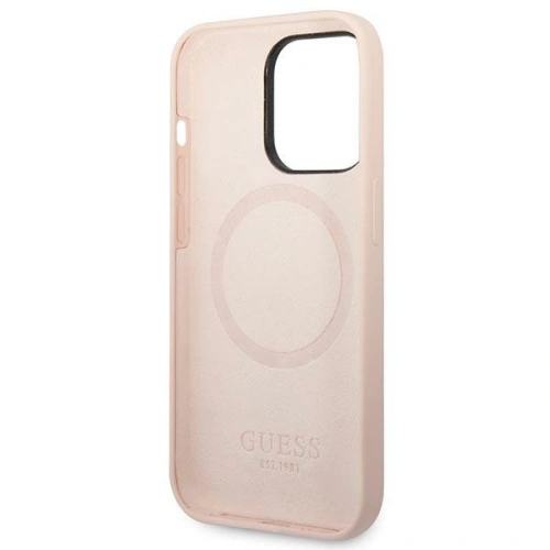 Kup Etui Guess GUHMP14LSBPLP Apple iPhone 14 Pro różowy/pink hard case Silicone Logo Plate MagSafe - GUE2044 - {ean13} - Sklep Home Screen