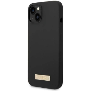 Etui Guess GUHMP14MSBPLK Apple iPhone 14 Plus / 15 Plus czarny/black hard case Silicone Logo Plate MagSafe