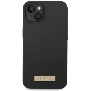 Etui Guess GUHMP14MSBPLK Apple iPhone 14 Plus / 15 Plus czarny/black hard case Silicone Logo Plate MagSafe