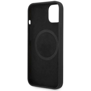 Etui Guess GUHMP14MSBPLK Apple iPhone 14 Plus / 15 Plus czarny/black hard case Silicone Logo Plate MagSafe