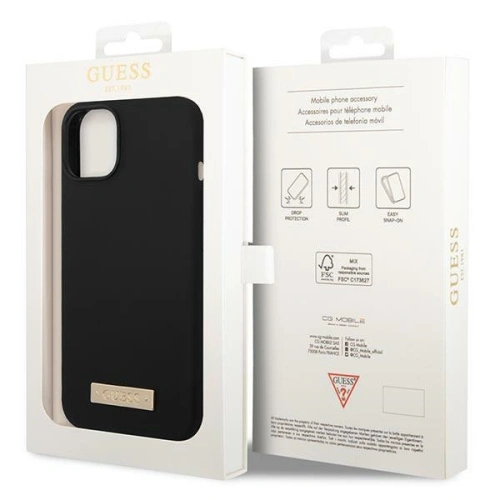 Buy Guess GUHMP14MSBPLK Apple iPhone 14 Plus / 15 Plus black hard case Silicone Logo Plate MagSafe - GUE2045 - {ean13} - Home Screen Store Europe