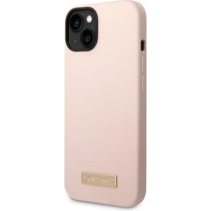 Etui Guess GUHMP14MSBPLP Apple iPhone 14 Plus / 15 Plus różowy/pink hard case Silicone Logo Plate MagSafe