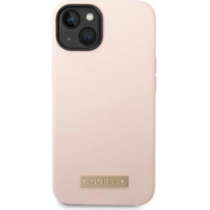Etui Guess GUHMP14MSBPLP Apple iPhone 14 Plus / 15 Plus różowy/pink hard case Silicone Logo Plate MagSafe