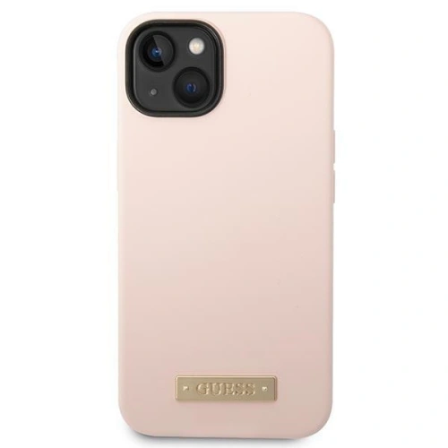 Buy Guess GUHMP14MSBPLP Apple iPhone 14 Plus / 15 Plus pink hard case Silicone Logo Plate MagSafe - GUE2046 - {ean13} - Home Screen Store Europe
