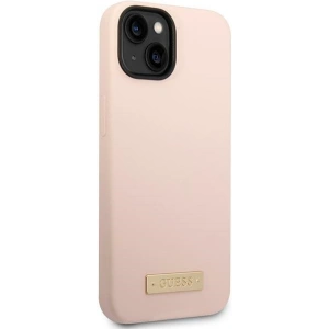 Etui Guess GUHMP14MSBPLP Apple iPhone 14 Plus / 15 Plus różowy/pink hard case Silicone Logo Plate MagSafe