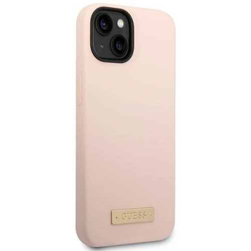 Buy Guess GUHMP14MSBPLP Apple iPhone 14 Plus / 15 Plus pink hard case Silicone Logo Plate MagSafe - GUE2046 - {ean13} - Home Screen Store Europe