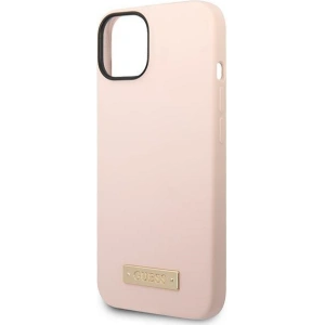 Etui Guess GUHMP14MSBPLP Apple iPhone 14 Plus / 15 Plus różowy/pink hard case Silicone Logo Plate MagSafe