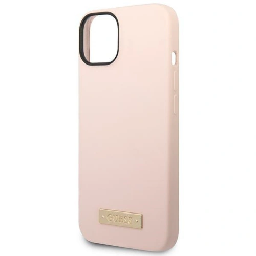 Buy Guess GUHMP14MSBPLP Apple iPhone 14 Plus / 15 Plus pink hard case Silicone Logo Plate MagSafe - GUE2046 - {ean13} - Home Screen Store Europe
