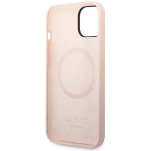 Etui Guess GUHMP14MSBPLP Apple iPhone 14 Plus / 15 Plus różowy/pink hard case Silicone Logo Plate MagSafe