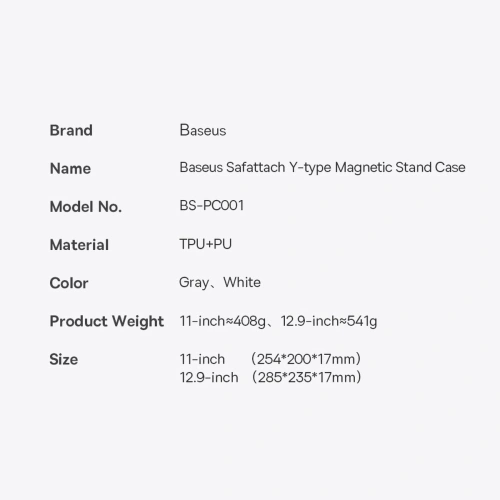 Kup Case Baseus Safattach Y-Typ für Apple iPad Pro 11 2018/2020/2021 (1., 2. und 3. Generation) weiß - BSU3542 - {ean13} - Sklep Home Screen