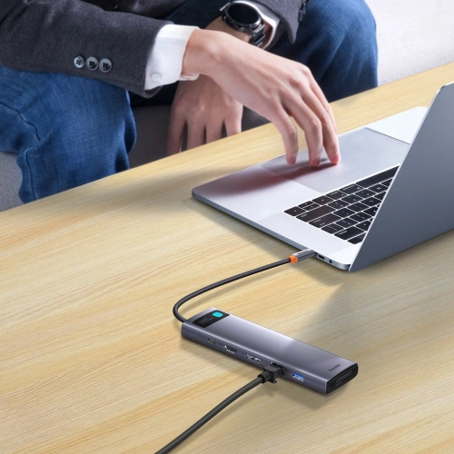 Kup HUB Baseus Metal Gleam USB-C 12w1 HDMI / DP / USB Tip C / minijack 3.5mm / RJ45 / SD - BSU3545 - {ean13} - Sklep Home Screen