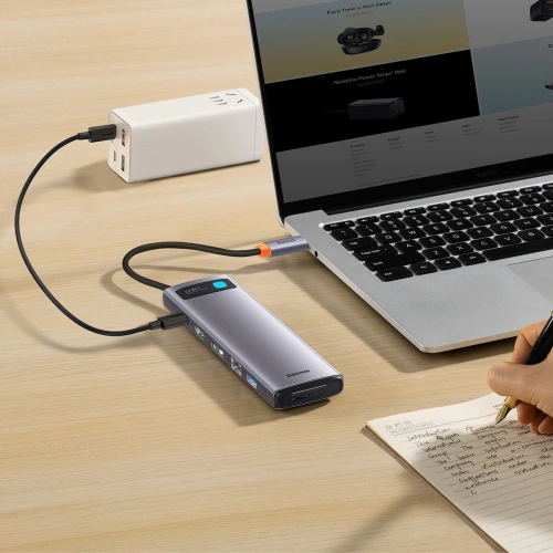 Kup HUB Baseus Metal Gleam USB-C 12w1 HDMI / DP / USB Tip C / minijack 3.5mm / RJ45 / SD - BSU3545 - {ean13} - Sklep Home Screen