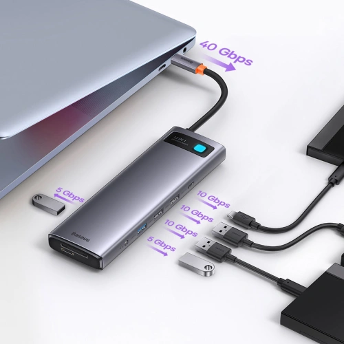 Kup HUB Baseus Metal Gleam USB-C 12w1 HDMI / DP / USB Tip C / minijack 3.5mm / RJ45 / SD - BSU3545 - {ean13} - Sklep Home Screen