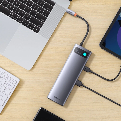 Kup HUB Baseus Metal Gleam USB-C 12w1 HDMI / DP / USB Tip C / minijack 3.5mm / RJ45 / SD - BSU3545 - {ean13} - Sklep Home Screen