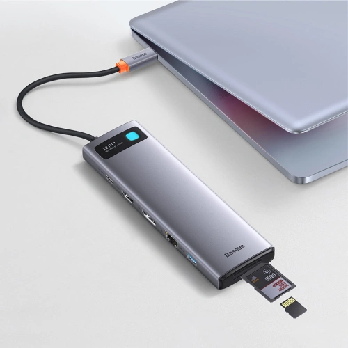 Kup HUB Baseus Metal Gleam USB-C 12w1 HDMI / DP / USB Tip C / minijack 3.5mm / RJ45 / SD - BSU3545 - {ean13} - Sklep Home Screen
