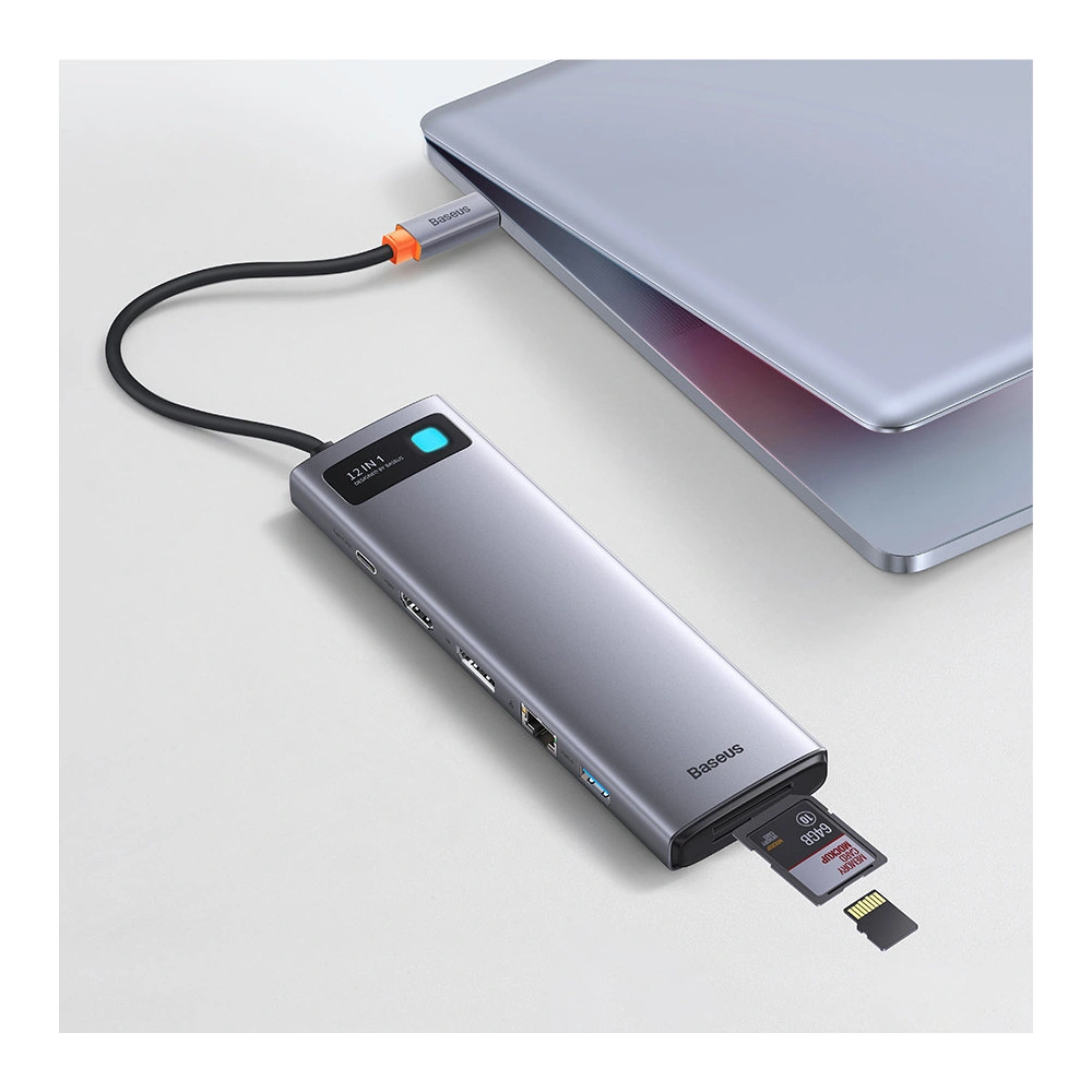 HUB Baseus Metal Gleam USB-C 12w1 HDMI / DP / USB Typ C / minijack 3.5mm / RJ45 / SD