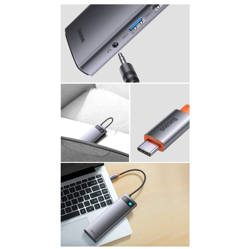 Kup HUB Baseus Metal Gleam USB-C 12w1 HDMI / DP / USB Tip C / minijack 3.5mm / RJ45 / SD - BSU3545 - {ean13} - Sklep Home Screen