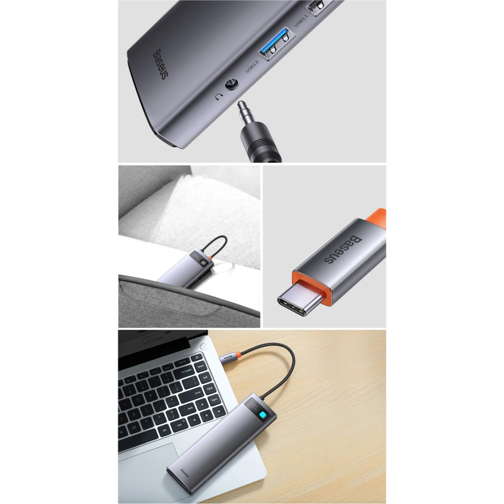 HUB Baseus Metal Gleam USB-C 12w1 HDMI / DP / USB Typ C / minijack 3.5mm / RJ45 / SD
