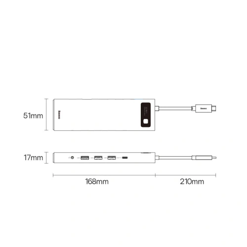 Kup HUB Baseus Metal Gleam USB-C 12w1 HDMI / DP / USB Tip C / minijack 3.5mm / RJ45 / SD - BSU3545 - {ean13} - Sklep Home Screen