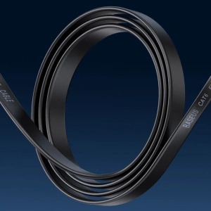 Ploché síťové kabel Baseus Speed Six RJ45 1000Mbps 1.5m černý