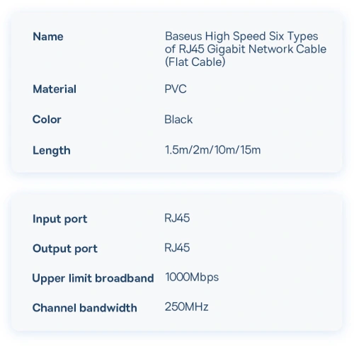 Kup Płaski kabel sieciowy Baseus Speed Six RJ45 1000Mbps 2m czarny - BSU3549 - {ean13} - Sklep Home Screen