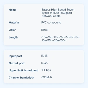 Kup Kabel sieciowy Baseus Speed Seven RJ45 10Gbps 8m czarny - BSU3555 - {ean13} - Sklep Home Screen