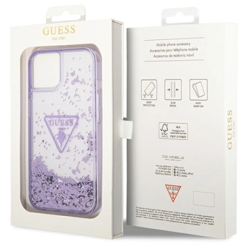 Buy Guess GUHCP14MLFCTPU Apple iPhone 14 Plus / 15 Plus purple hardcase Liquid Glitter Palm Collection - GUE2058 - {ean13} - Home Screen Store Europe