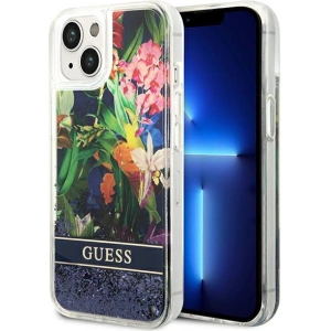 Etui Guess GUHCP14MLFLSB Apple iPhone 14 Plus / 15 Plus niebieski/blue hardcase Flower Liquid Glitter
